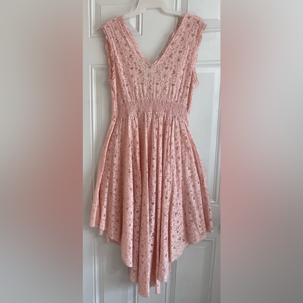 Free People Lace Midi Dress Women’s M Pink Fairycore Fairy Feminine Girly Barbie - Picture 4 of 10